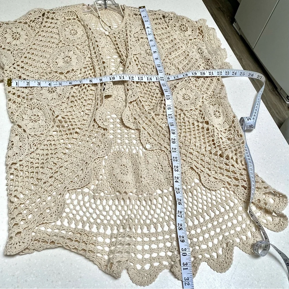 Artisan Crochet set boho lace set skirt/cardi shabby chic prairie Country vibel - Picture 14 of 16